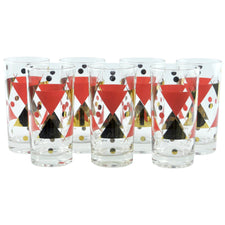 Vintage Gay Fad Designer Red & Gold Collins Glasses | The Hour