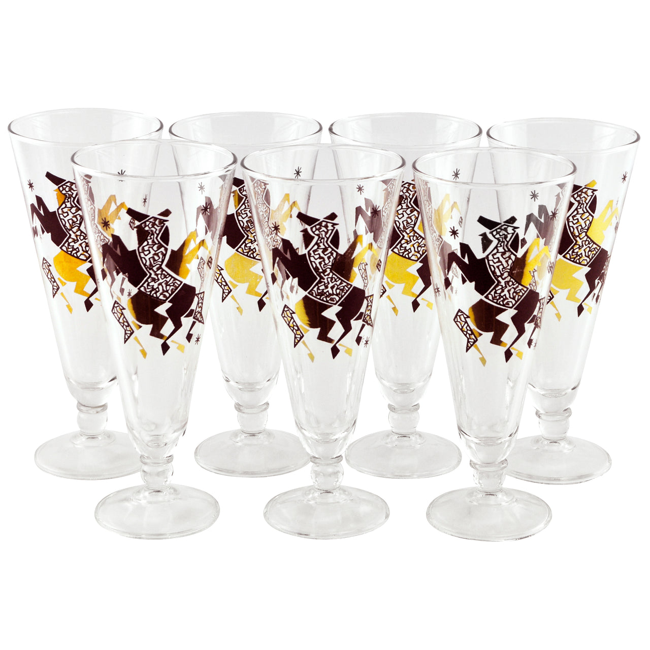 Black & Gold Horse Pilsner Glasses