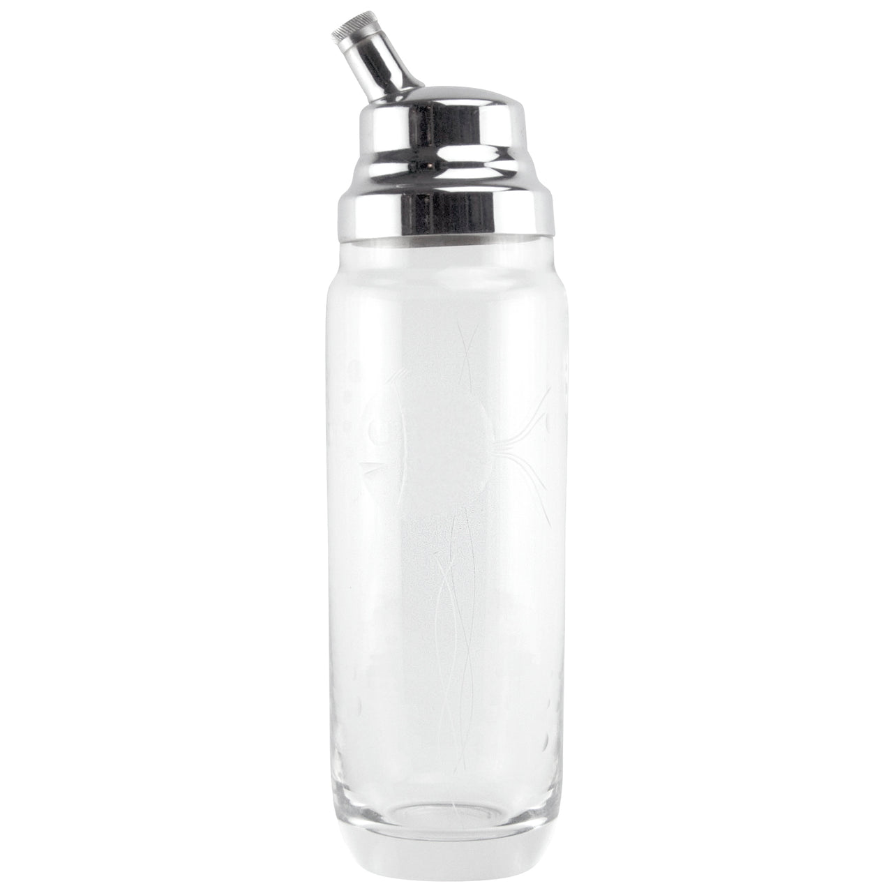 Etched Deco Fish Crystal Cocktail Shaker