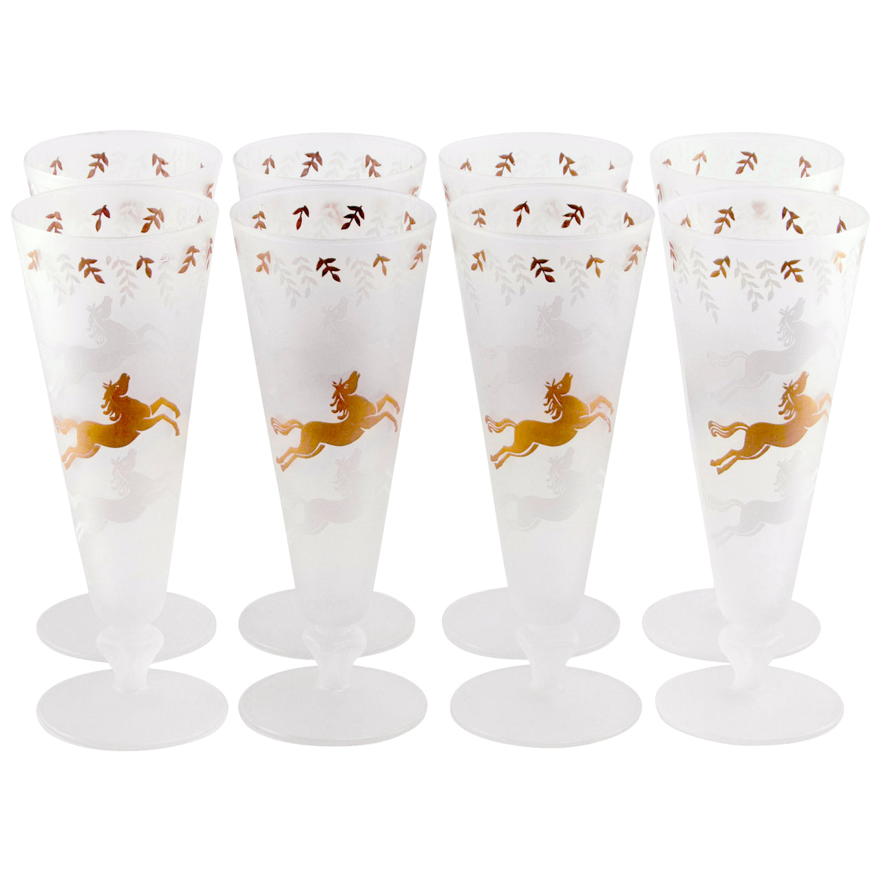 Frosted Gold & White Pony Pilsner Glasses