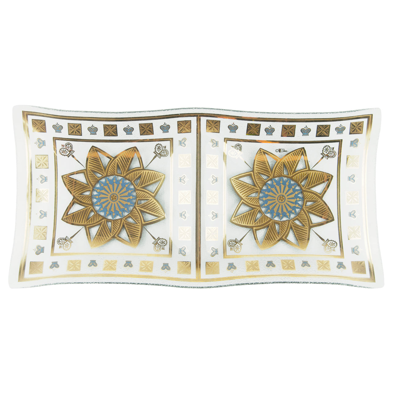 Vintage Cera Gold Flower Bent Glass Divided Tray | The Hour Shop
