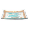 Vintage Fred Press Aqua & Gold Sailing Ship Bent Glass Tray Side | The Hour Shop