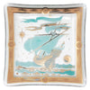 Vintage Fred Press Aqua & Gold Sailing Ship Bent Glass Tray | The Hour Shop