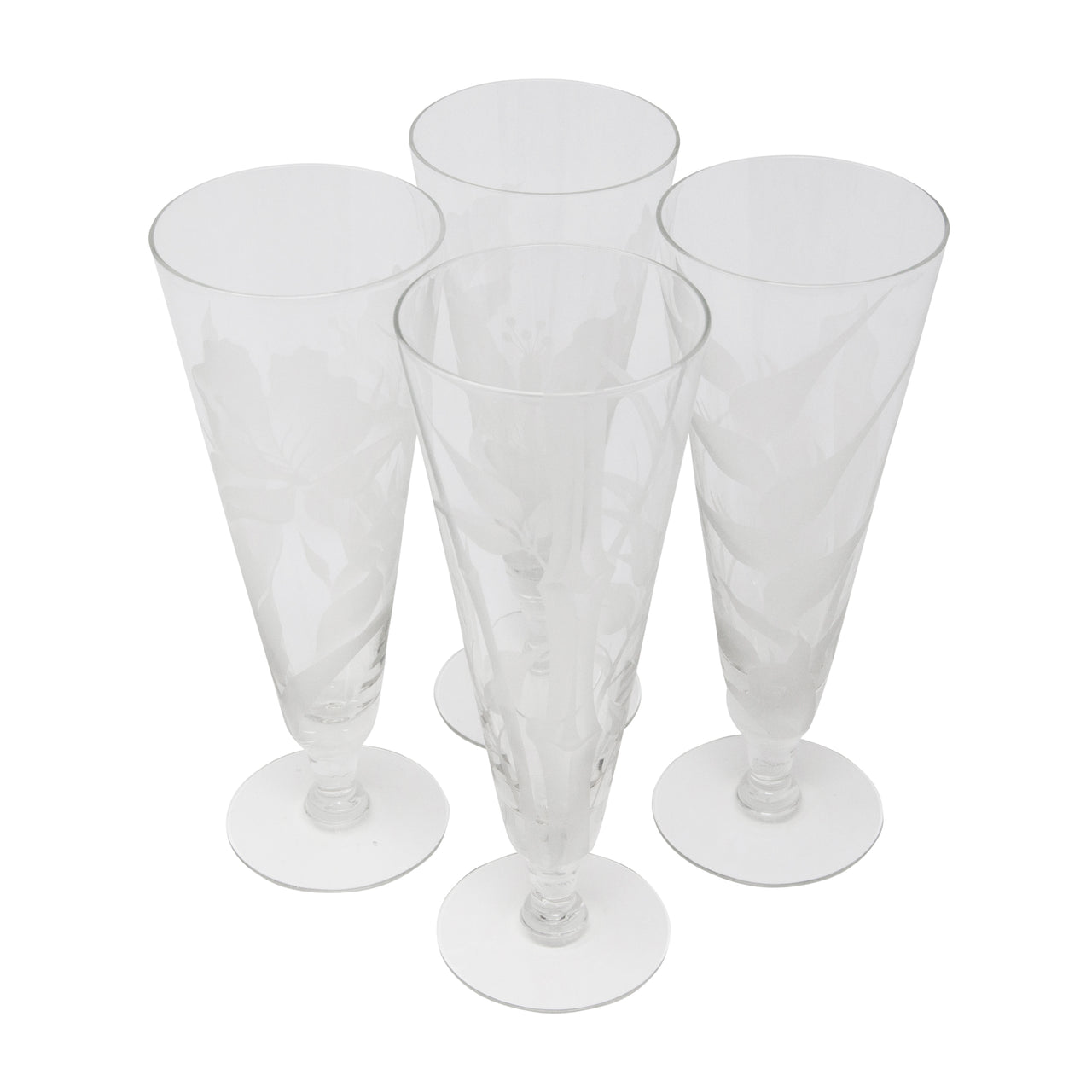 Vintage Frosted Tropical Flower Pilsner Glasses | The Hour Shop