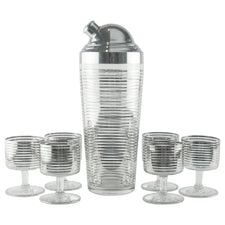 Silver Striped Cocktail Shaker Set | The Hour Shop Vintage Deco