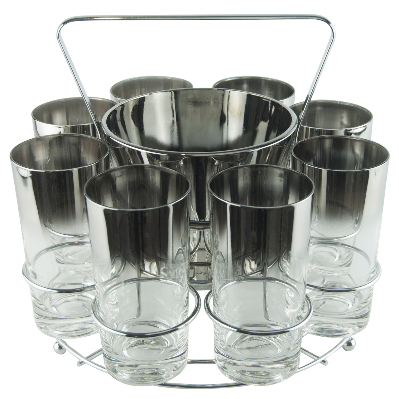 Mercury Fade Ice Bucket Glass Caddy Set | The Hour Vintage