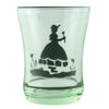 Prohibition Era Vintage Stenciled Lady Light Green Shot Glasses