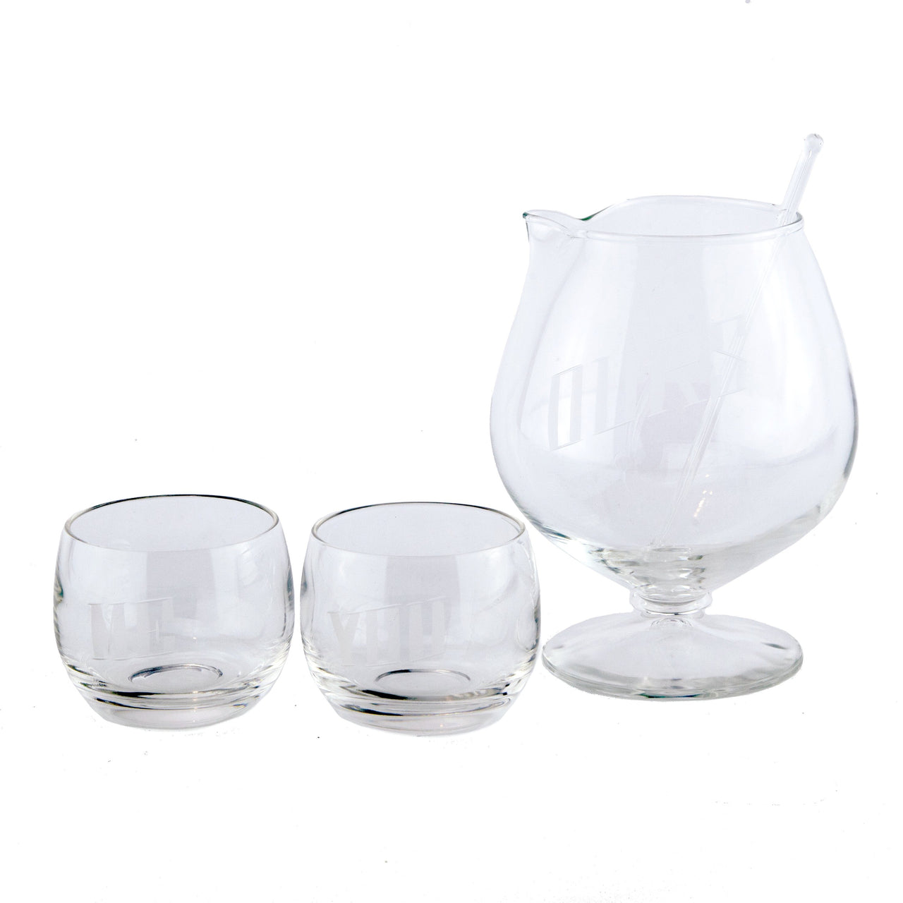 You, Me & Ours Etched Cocktail Pitcher Set | The Hour Vintage