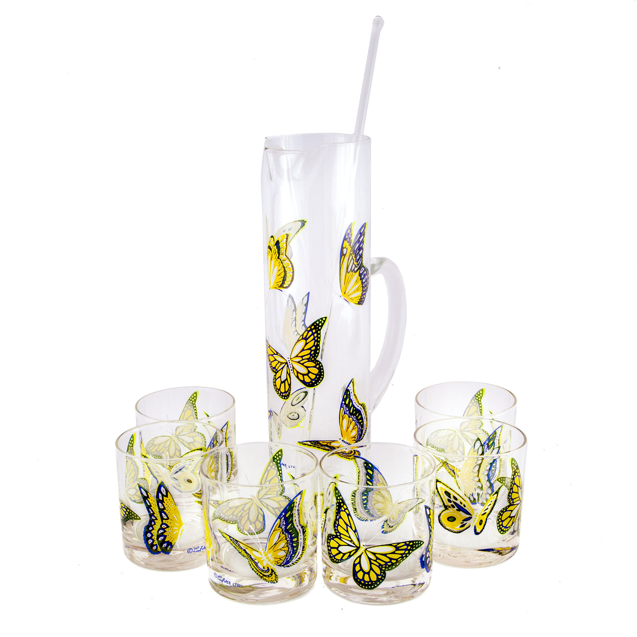 Culver 8 Piece Butterfly Cocktail Pitcher Set