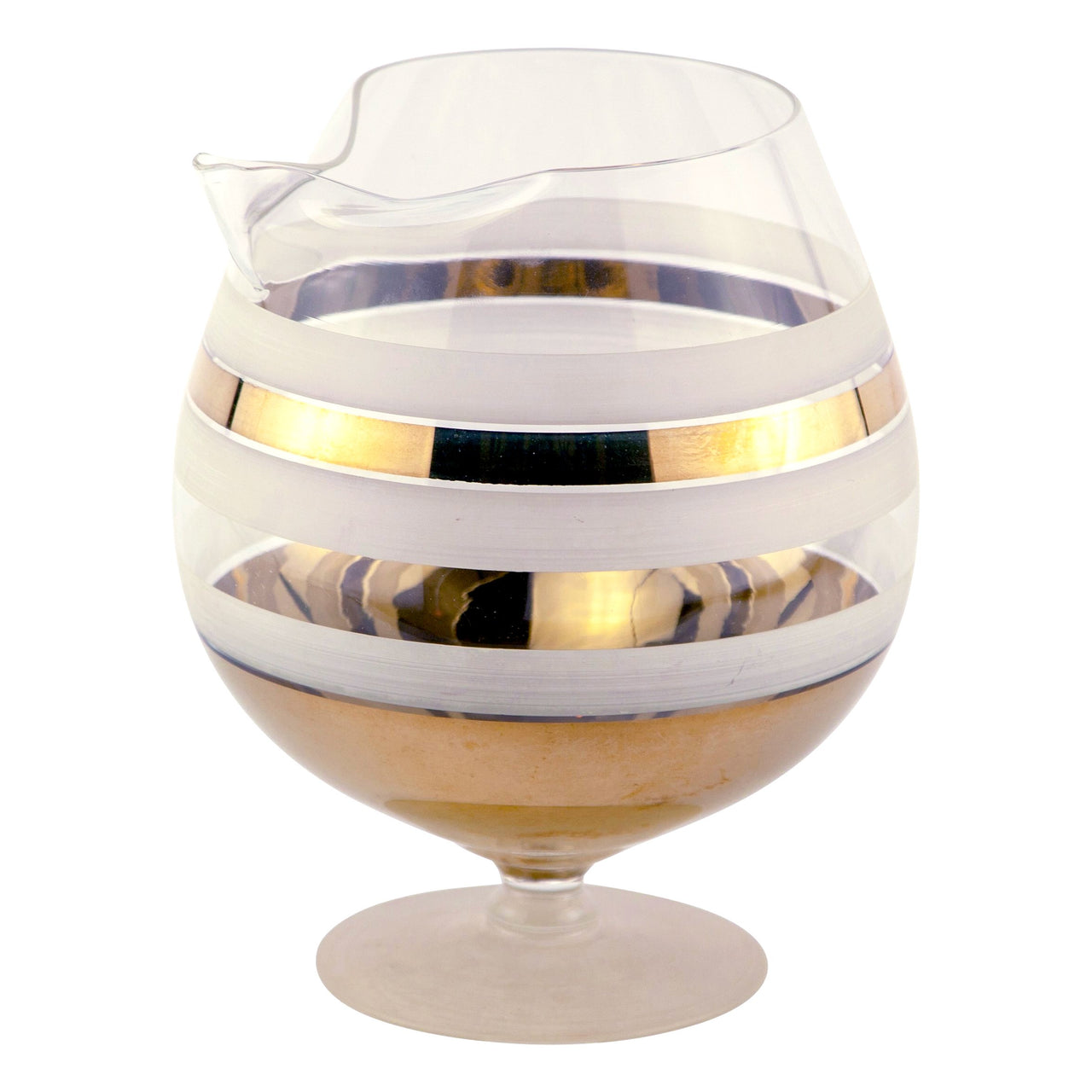 Gold & White Band Pedestal Cocktail Pitcher