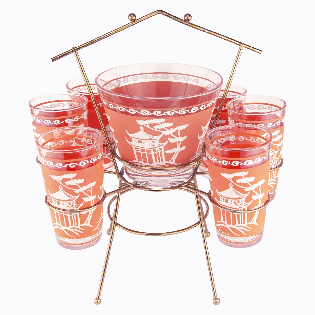 Dyball Coral Pagoda Ice Bucket Glass Caddy | The Hour Vintage