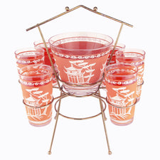 Dyball Coral Pagoda Ice Bucket Glass Caddy | The Hour Vintage