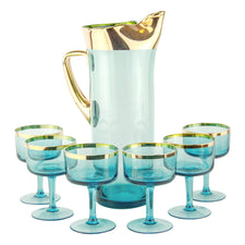 Vintage Hungarian Aqua & Gold Cocktail Pitcher Set | The Hour Shop