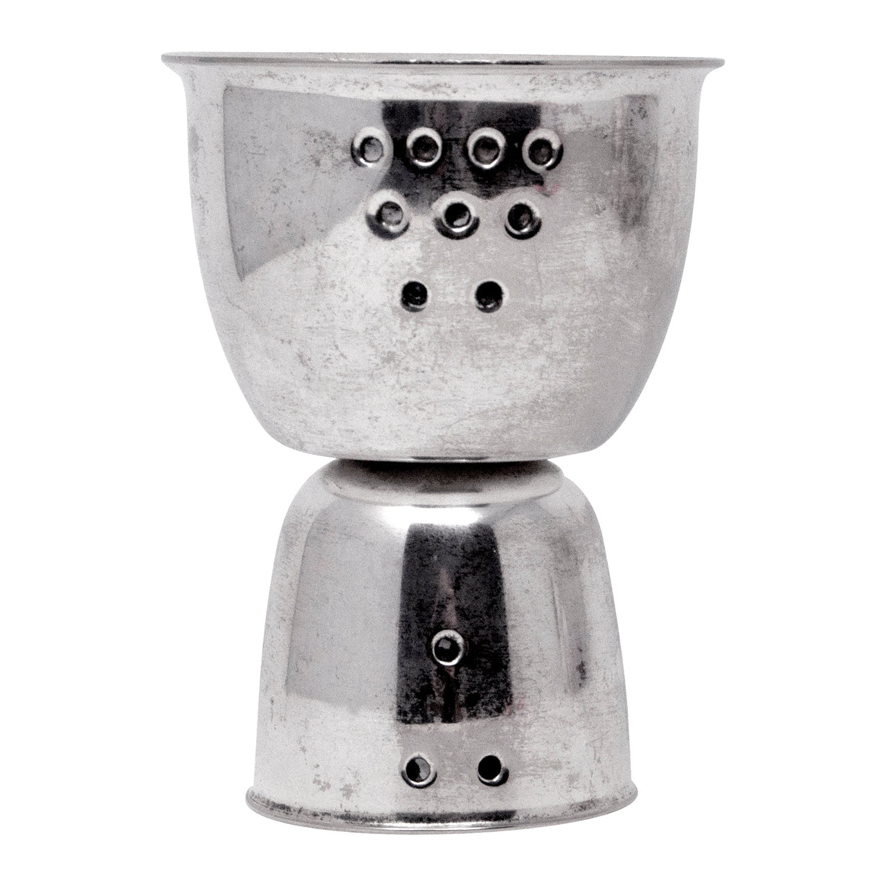 Vintage Art Deco Napier Silver Plate Dotted Double Jigger Front  | The Hour