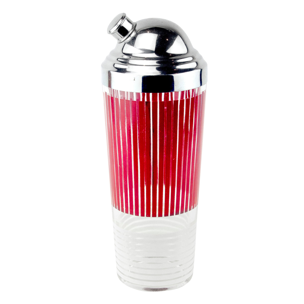 Red & White Striped Glass Cocktail Shaker