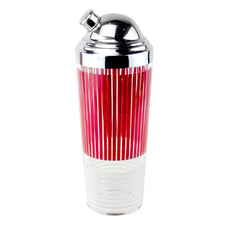 Red & White Striped Glass Cocktail Shaker