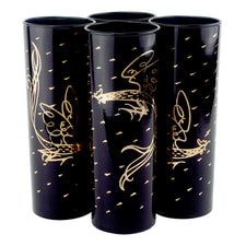 Vintage Fred Press Black & Gold Rooster Collins Glasses