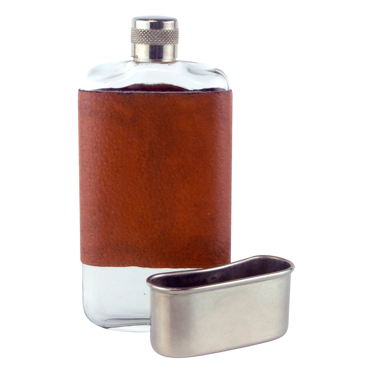 Vintage Leather & Glass Flask With Removable Cup | The Hour