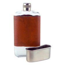 Vintage Leather & Glass Flask With Removable Cup | The Hour