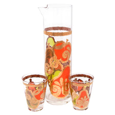Vintage Georges Briard Orange & Green Apples & Pears Cocktail Pitcher Set | The Hour Shop
