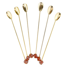 Vintage Amber Dice End Gold Stir Spoons | The Hour Barware