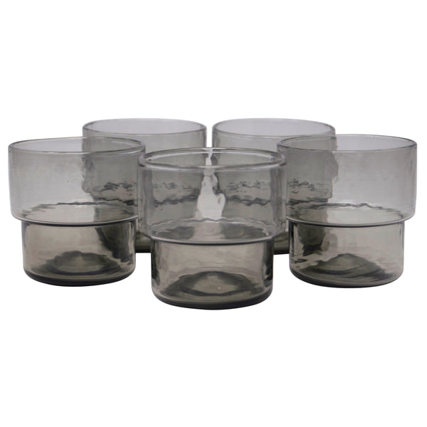 Vintage Stackable Smoke Glass Small Tumblers