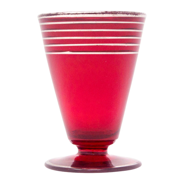 Antique Vintage Atomic Cocktail Shaker Set 6 Glasses Gold Ruby Red
