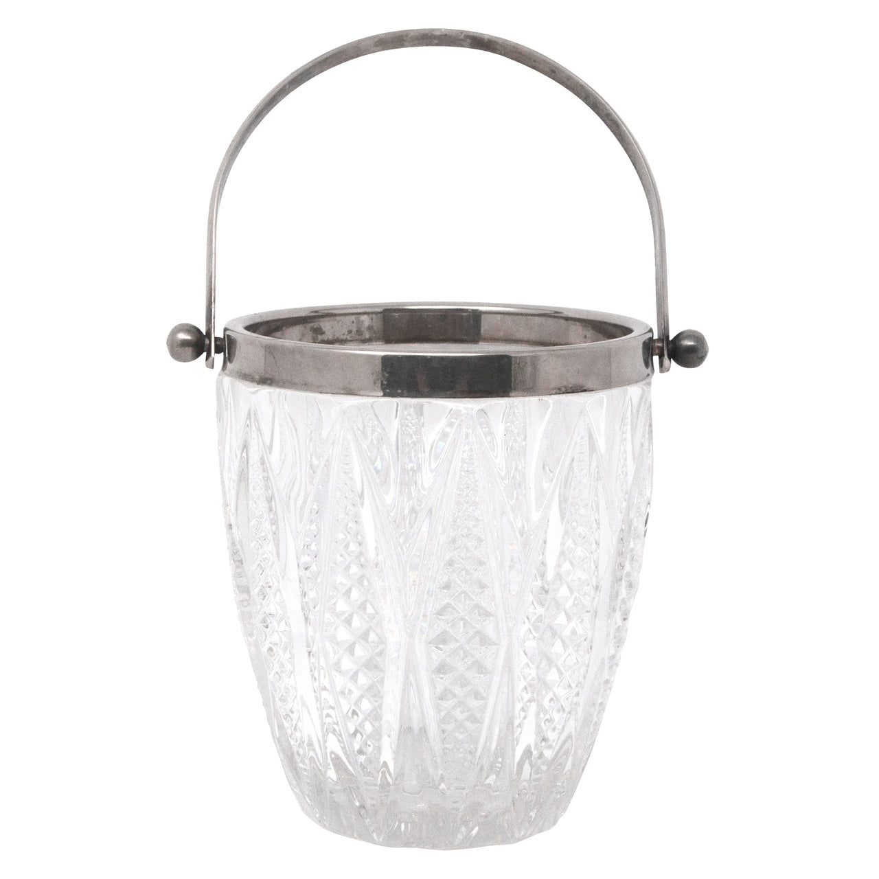 Vintage Cut Diamond Silver Plate Rim Ice Bucket | The Hour Shop