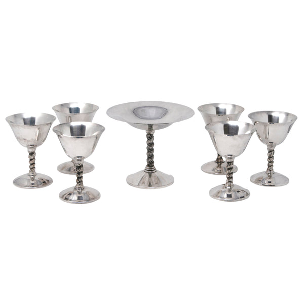 Vintage Silver Plate Compote Wine Glasses Set The Hour Shop