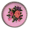 Vintage Pink Roses Silver Plate Rim Coaster Close Up | The Hour