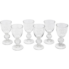 Vintage Etched Boys Knob Stem Cordial Glasses | The Hour Shop