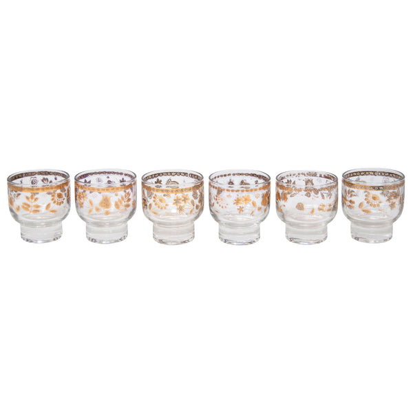 Hotsell Culver Chantilly 22K Gold Leaf Footed Rocks Glasses Set of 6