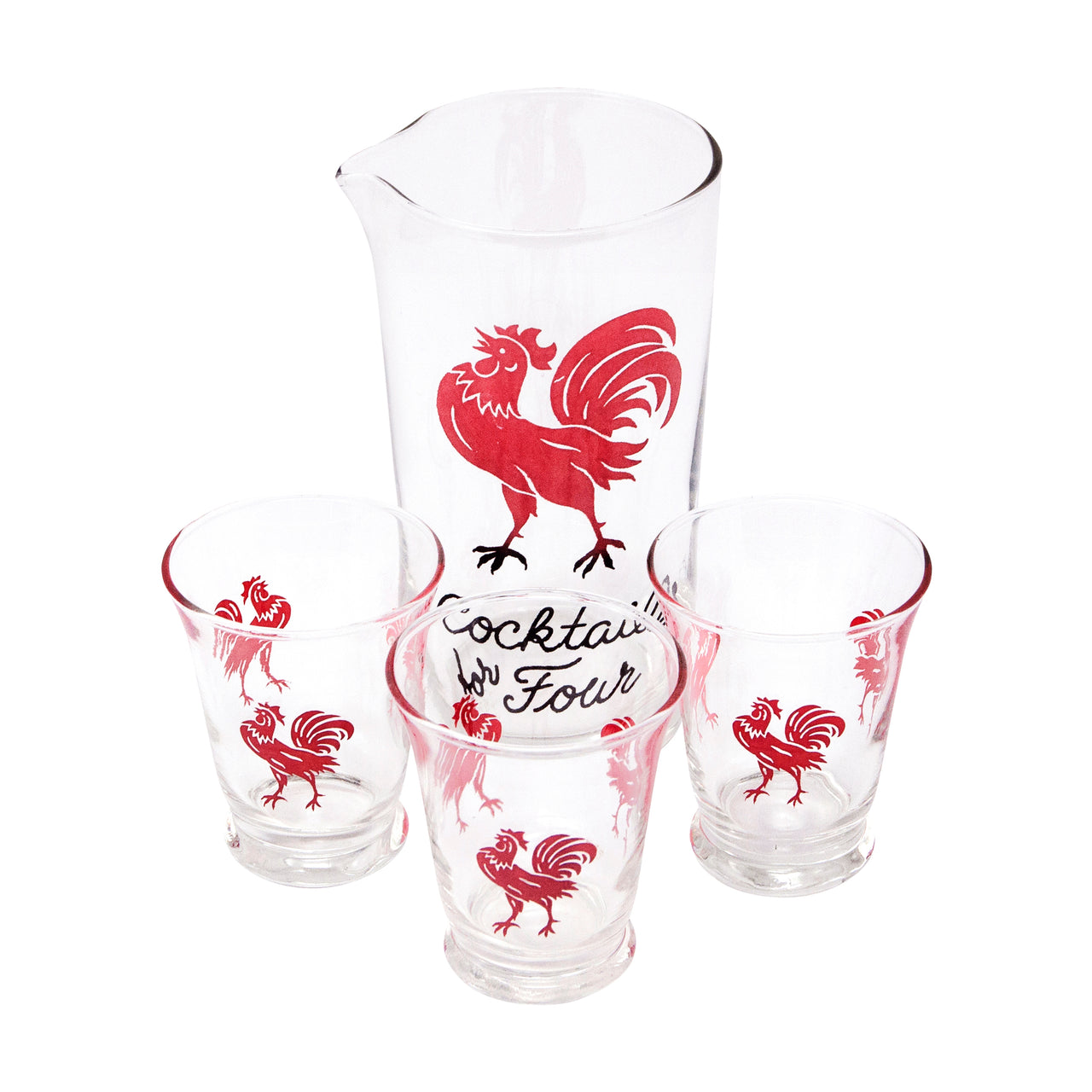 Vintage Red Rooster Cocktail Pitcher Set | The Hour Shop