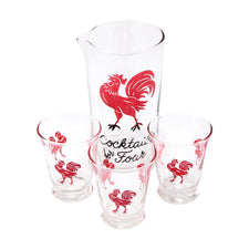 Vintage Red Rooster Cocktail Pitcher Set | The Hour Shop