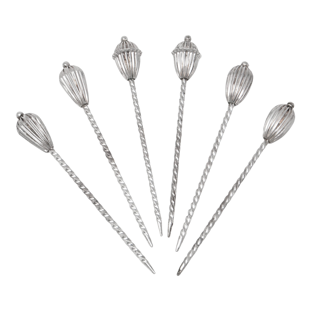 Vintage Sterling Silver Ornamental Twisted Stem Cocktail Picks | The Hour Shop