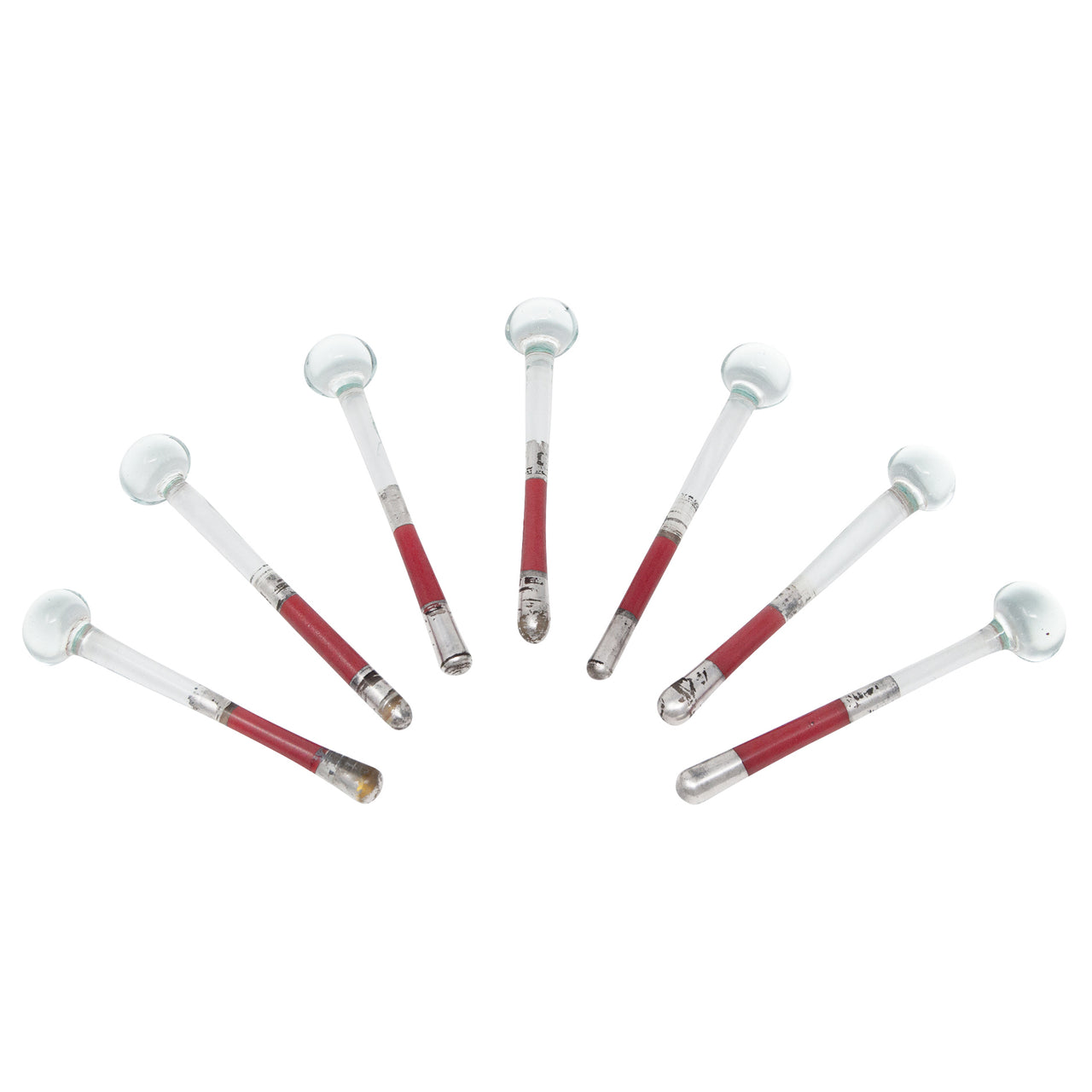 Vintage Sterling Silver & Red Clear Glass Muddlers | The Hour Shop