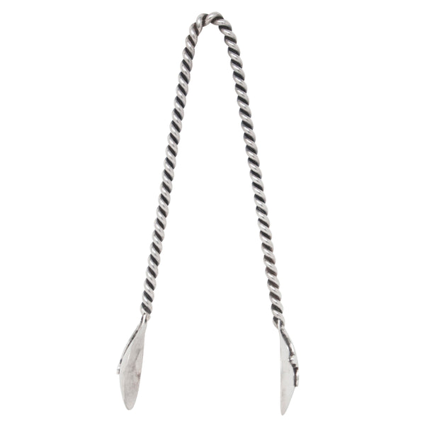 Better Houseware 161 8 Angled Tongs, Silver with White Handle