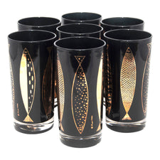 Vintage Fred Press Black & Gold Fish Collins Glasses | The Hour Shop