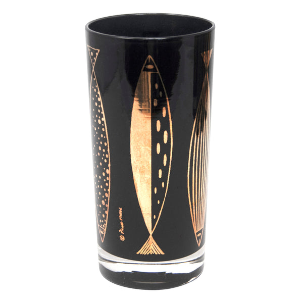 Vintage Fred Press Black & Gold Fish Collins Glasses