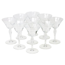 Vintage Etched Flower Flared Cups Cocktail Glasses | The Hour Shop