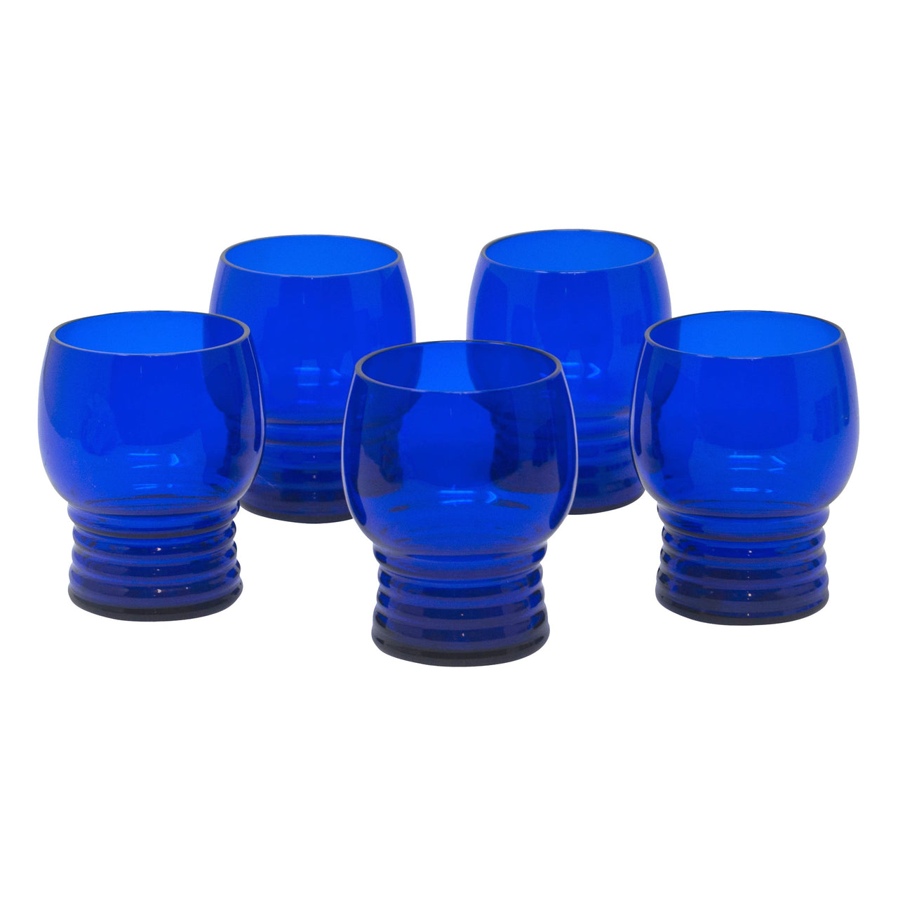 Vintage Art Deco Cobalt Blue Ridged Bottom Small Tumblers | The Hour Shop