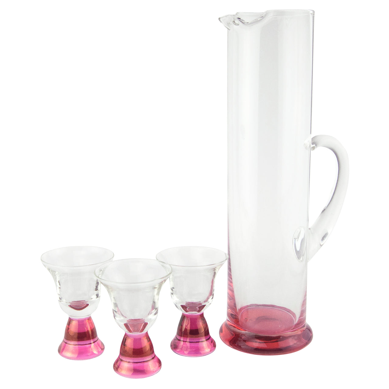 Vintage Art Deco Pink & Clear Cocktail Pitcher Set | The Hour