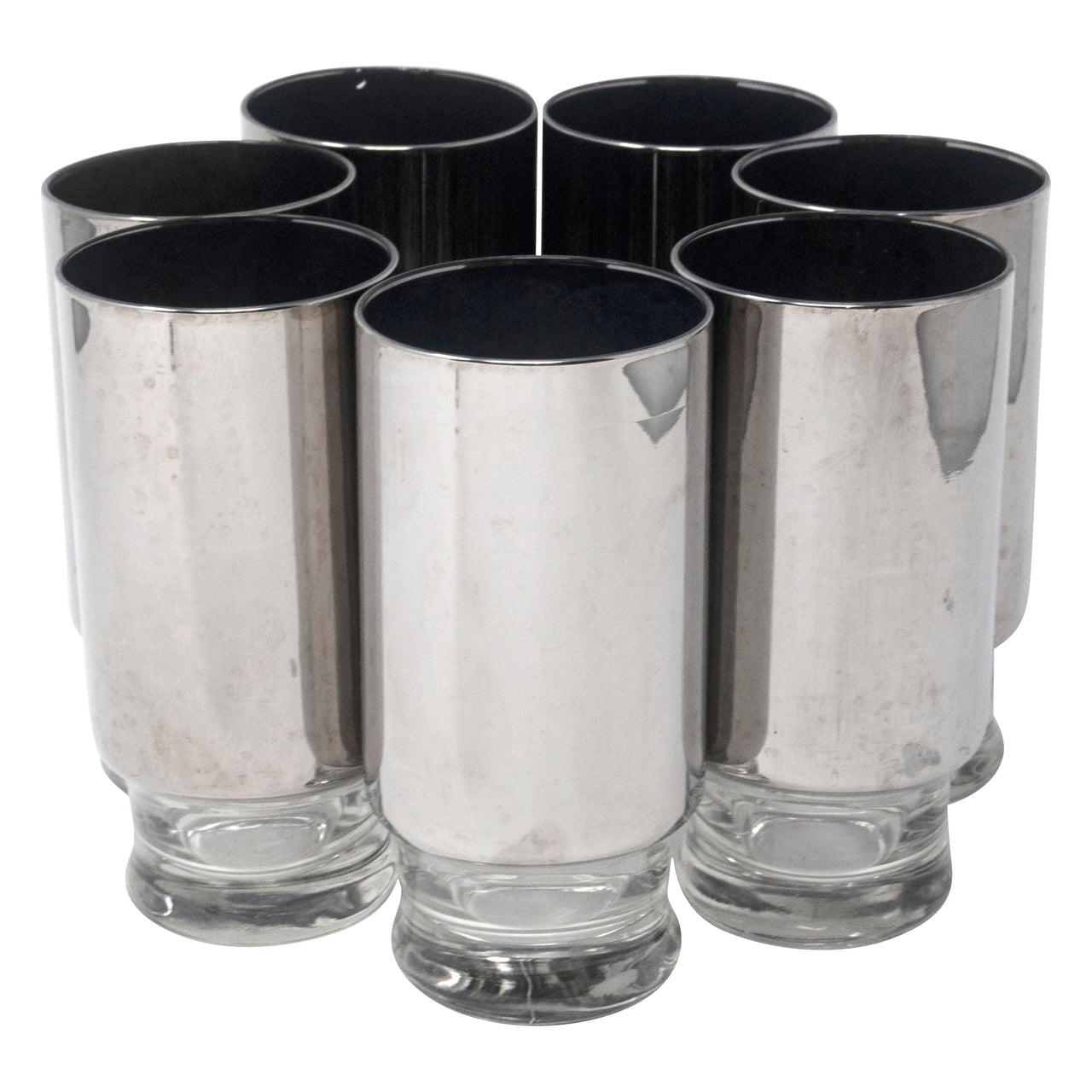 7 Vintage Mercury Coated Footed Collins Glasses | The Hour