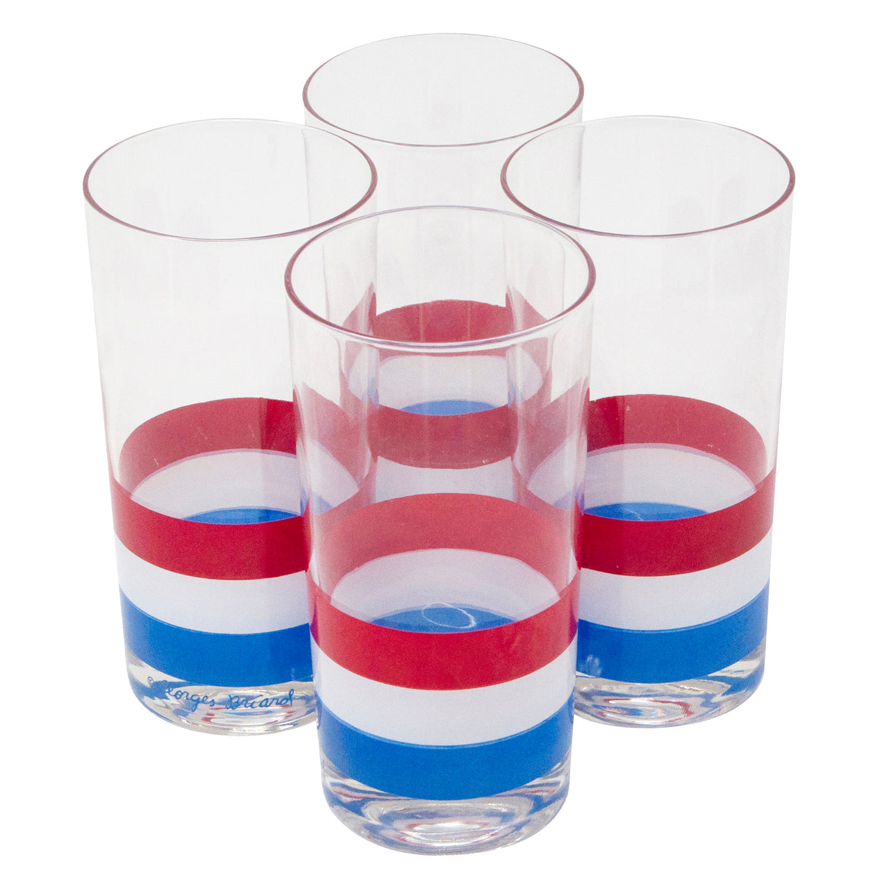 Vintage Georges Briard Red White & Blue Stripes Collins | The Hour Shop