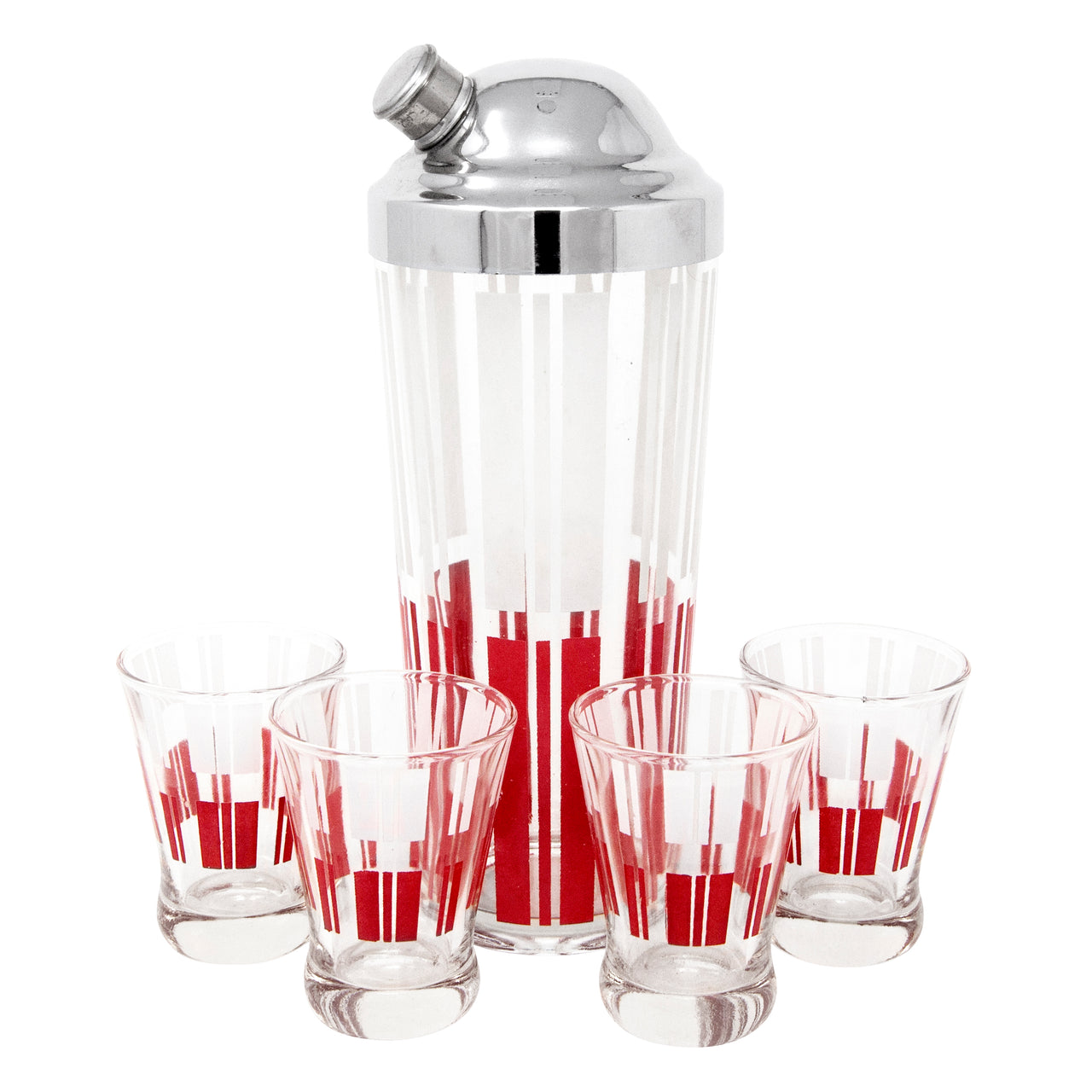 Vintage Red & White Stripe Cocktail Shaker Set | The Hour Shop