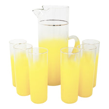 Vintage West Virginia Glass Blendo Yellow Cocktail Pitcher Set | The Hour Shop