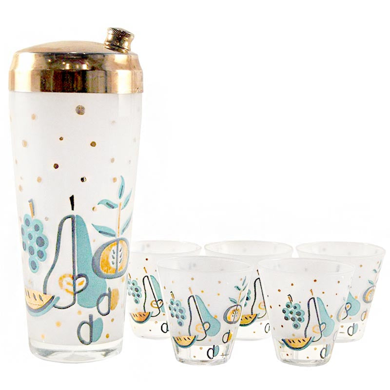 Aqua & Gold Fruits Shaker Set