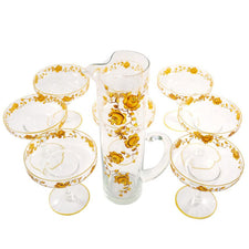 Gold Roses Margarita Pitcher Set, The Hour Shop Vintage
