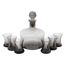 Vintage Ball Top Smoke Decanter Set | The Hour Shop