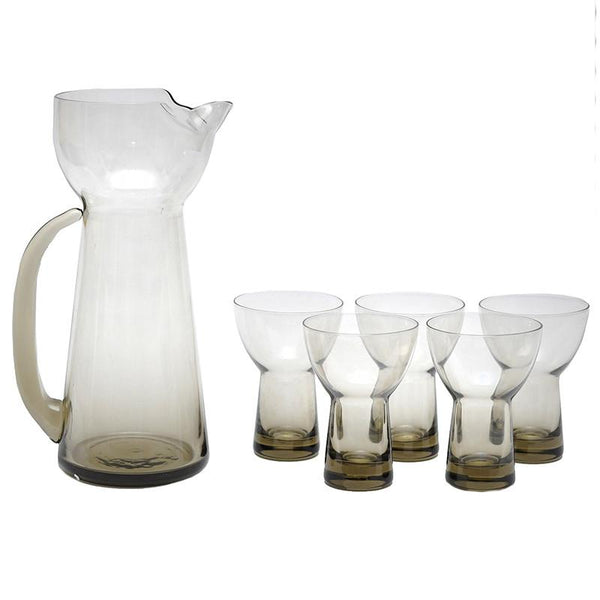 MCM glass cocktail bar ware, small crackle glass pitcher. 1c - Lil Dusty  Online Auctions - All Estate Services, LLC